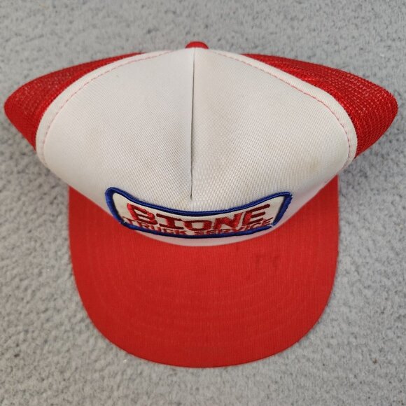 Vintage Trucker Hat Snapback Cap Bione Truck Service Red White Patch Foam Mesh - Picture 2 of 10